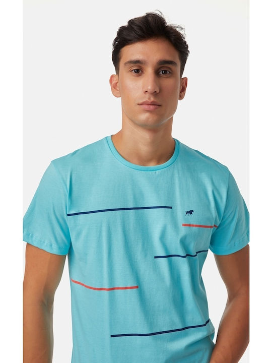 Minerva Men's Summer Cotton Pajamas Set Light Blue