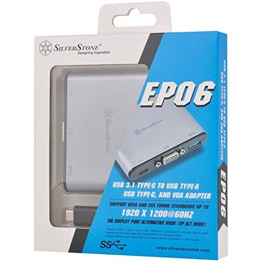 Silverstone USB-C Docking Station mit Silber (SST-EP06C)