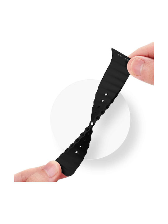 Dux Ducis Oceanwave Version Strap Silicone Black (Apple Watch 44/45/46mm/Ultra 49mm)