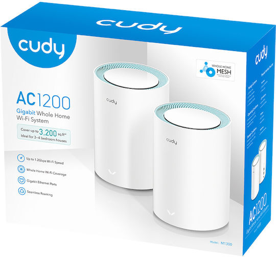 Cudy M1300 v2 WiFi Mesh Network Access Point Wi‑Fi 5 Dual Band (2.4 & 5GHz) in Double Kit