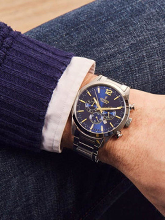 Festina Ceas Barbatesc 44mm Cronograf cu Baterie și Brățară Din Metal Argintie
