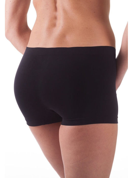 DIANA - 18 Elastische nahtlose Boxershorts mit niedrigem Bund Schwarz