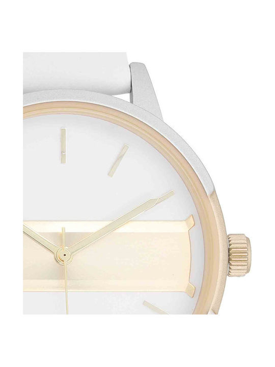 Oozoo Watch with White Leather Strap