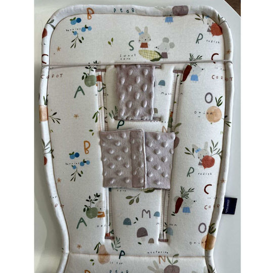 La Millou Stroller Seat Liner Double Sided Abc Fruits 36.5x85cm Pink