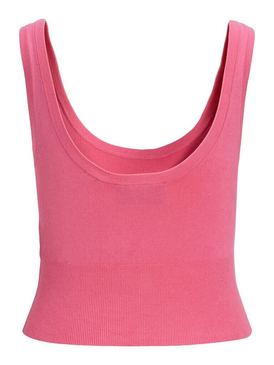 Damen Sommer Crop Top Ärmellos Carmine Rose