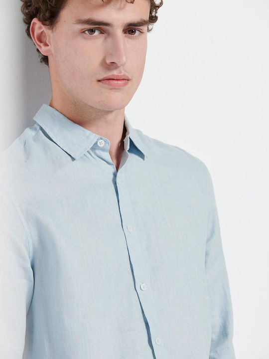 FBM007-00105 Long-sleeved Linen Shirt Foggy Blue