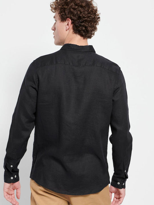 FBM007-00105 Long-sleeved Linen Shirt Black