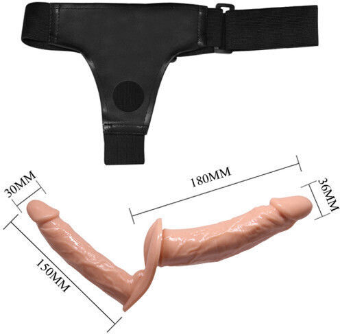 Baile Ultra Passionate Harness with Double Dildo 24.5cm in Flesh Colour