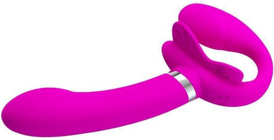 Pretty Love Valerie Fără bretele Strap On cu Dildo 10cm cu vibrație în Culoare Fuchsia