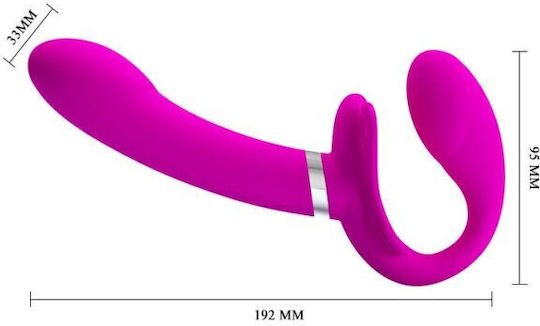 Pretty Love Valerie Fără bretele Strap On cu Dildo 10cm cu vibrație în Culoare Fuchsia
