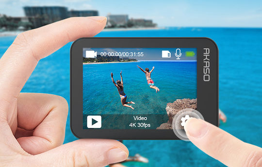Akaso V50X 64GB Cameră de Acțiune 4K Ultra HD cu Ecran Tactil 2" și Wi-Fi Neagră