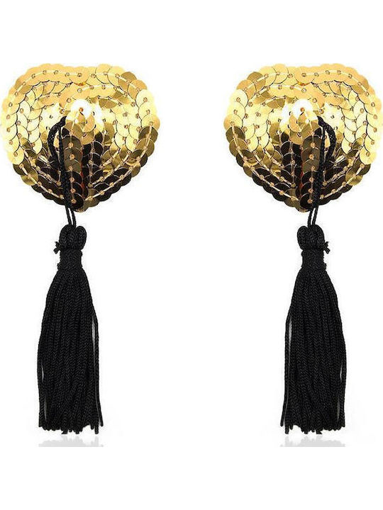 Fetish Addict Self Adhesive Heart Sequin Nipple Gold