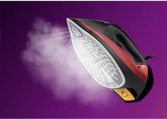 Philips Azur Steam Iron 2800W with Non-stick Plate and Continuous Steam Supply 50g/min Black/Red