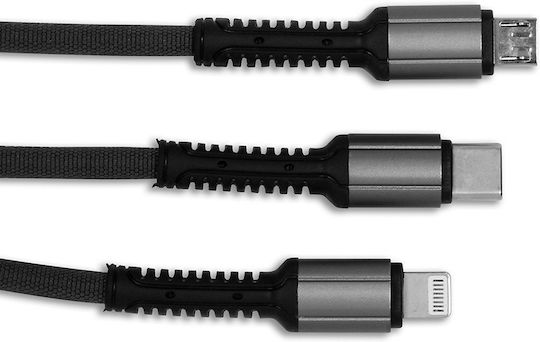 Livoo Geflochten USB zu Blitzschlag / Typ-C,TC-TC / Micro-USB Kabel Schwarz 1.2m (TEA250N)