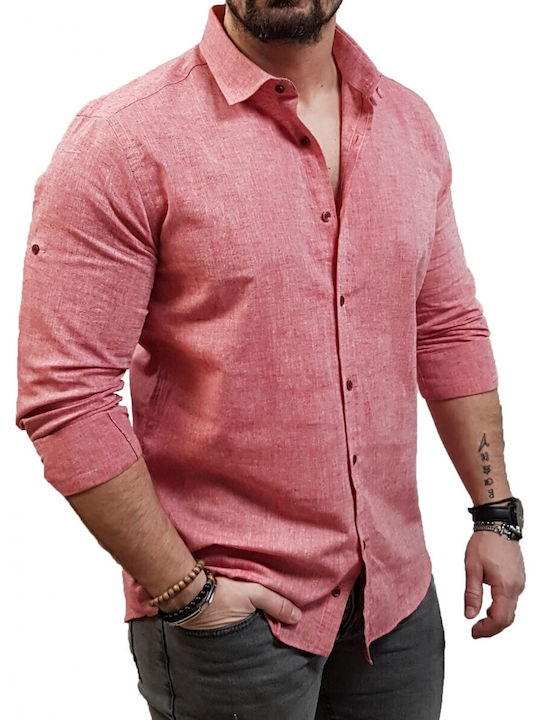 Senior - SH-30 - Red - Linen - Slim Fit - Shirt - red