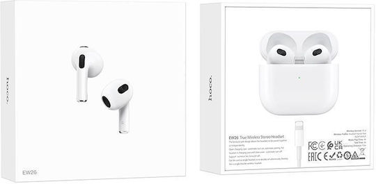 Hoco EW26 Earbud Bluetooth Handsfree Ακουστικά με Θήκη Φόρτισης Λευκά