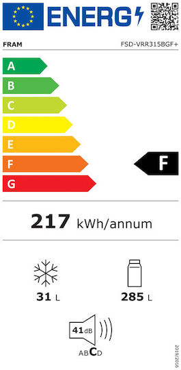 Fram Retro Μονόπορτο Ψυγείο 316lt Υ176.9xΠ60.5xΒ63.5εκ. Ροζ FSD-VRR315BGF+