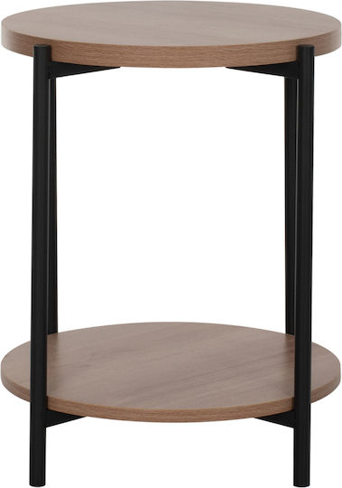 Round Side Table Wooden Natural / Black L40xW40xH52cm.