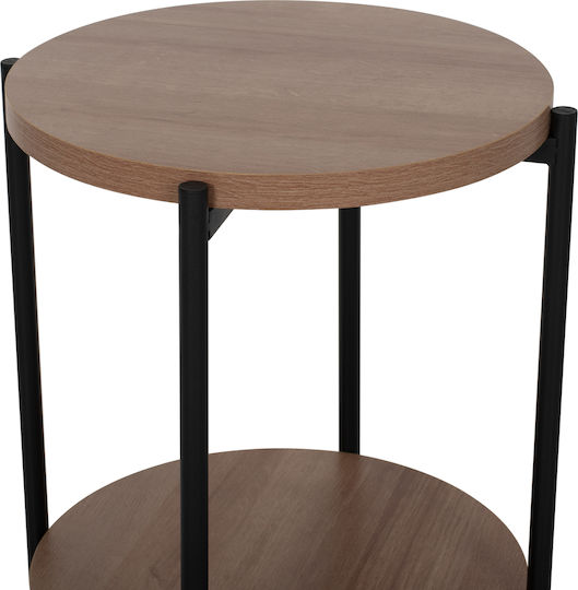 Round Side Table Wooden Natural / Black L40xW40xH52cm.