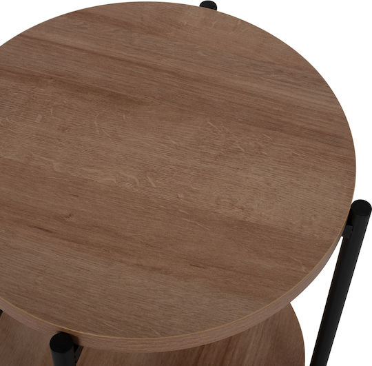 Round Side Table Wooden Natural / Black L40xW40xH52cm.