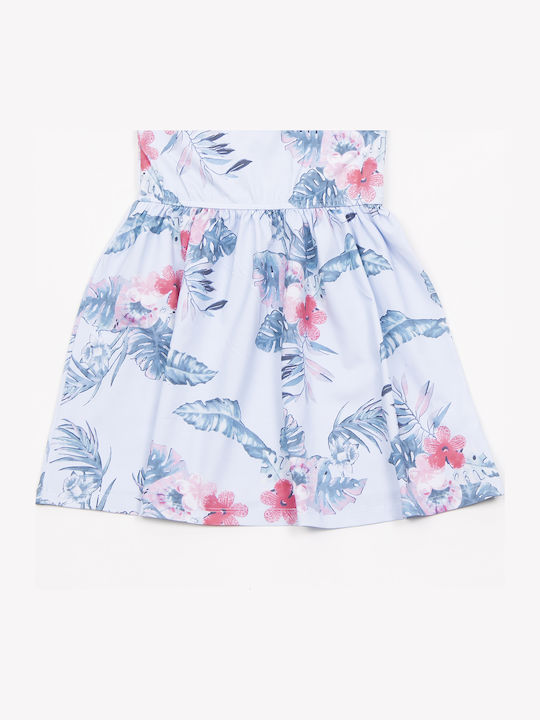 Mädchenkleid Ärmellos Blumen Set aus Zubehör Hellblau