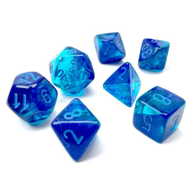 Chessex Gemini Luminary Polyhedral Dice Blue-Blue/Light Blue 26463