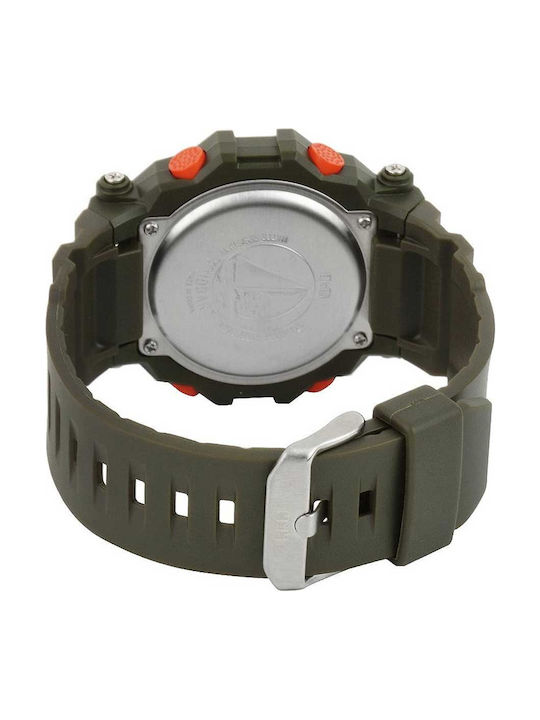 Q&Q Digital Men's Watch 50.6mm Battery with Green Rubber Strap