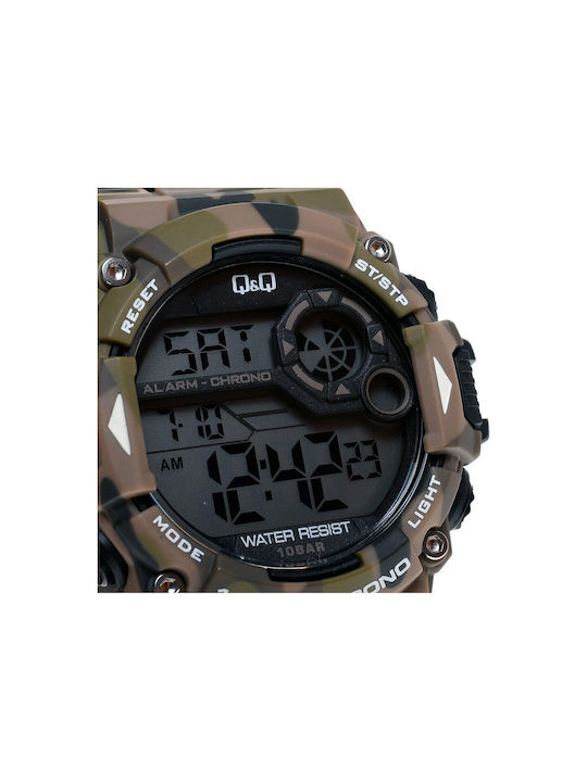 Q&Q Ψηφιακό Ανδρικό Ρολόι 47mm Μπαταρίας με Καουτσούκ Λουράκι