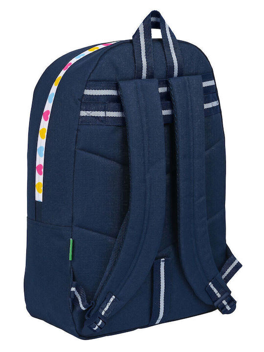 Benetton Love Adaptable Schulranzen Rucksack Junior High-High School in Blau Farbe