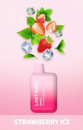 Lost Mary Țigară Electronică De Unică Folosință 600 Inhalări Strawberry Ice 2ml 20mg Roz