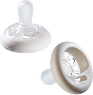 Tommee Tippee Orthodontic Pacifiers Silicone Breast-Like Beige & White for 0-6 months 2pcs