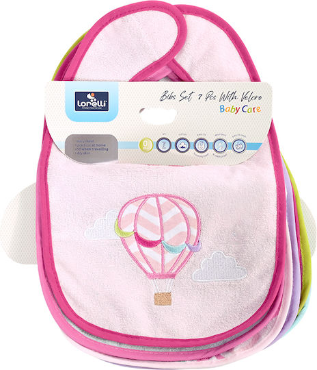 Lorelli Bib Fabric with Hoop & Loop Fastener Pink for 0 m+ 7pcs