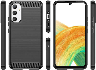 Hurtel Carbon Umschlag Rückseite Silikon Schwarz (Galaxy A34)