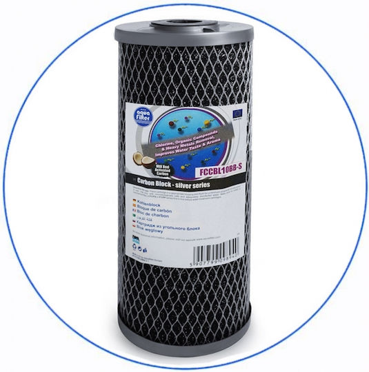 Aqua Filter BBCSTCBLS10 Water Filtration System Double Central Supply Micron 1'' with Replacement Filter Aqua Filter FCPS Polypropylene 5μm, Aqua Filter FCCBL-S Carbon