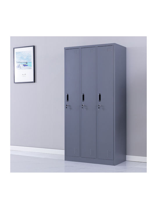 Metallischer Galvanisierter Außenschrank mit Verriegelungsfunktion mit 3 Türen Anthrazit Matt Ohne Füße 90x45x185cm
