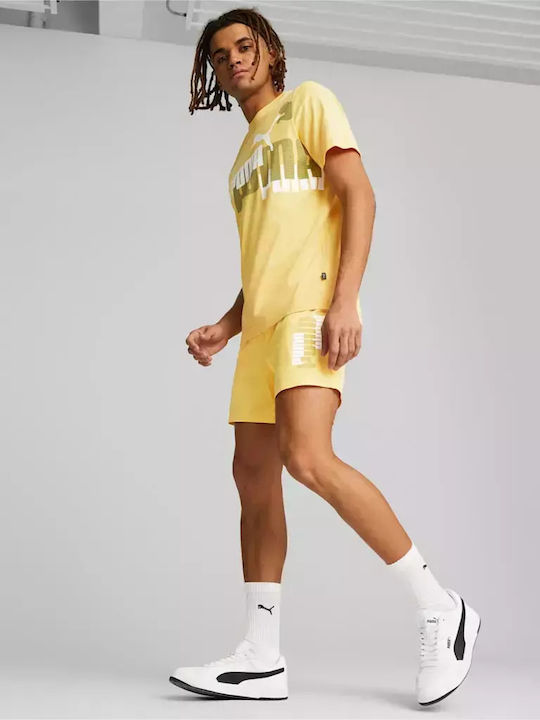 Puma Essentials+ Logo Power Αθλητική Ανδρική Βερμούδα Κίτρινη