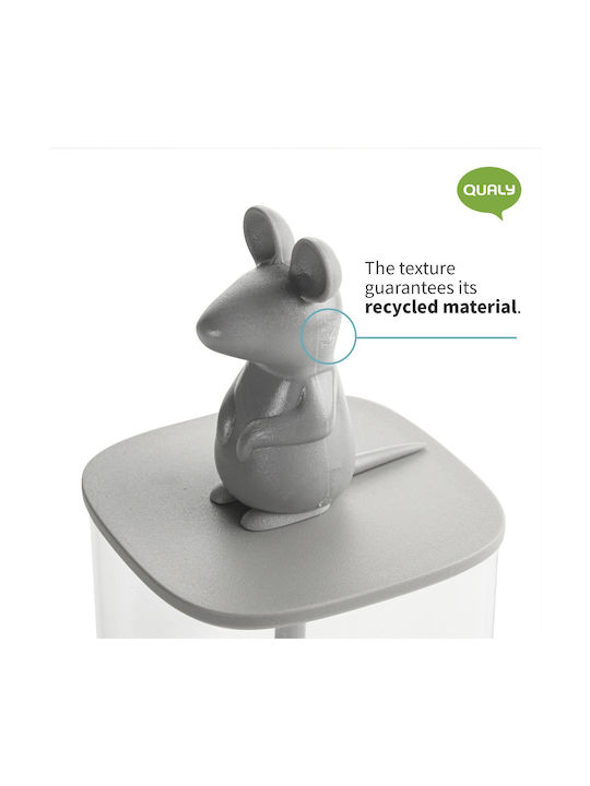 Qualy Lucky Mouse Set 4buc Cutii Uz General cu capac & Bază Plastic Transparent-Grey 250ml