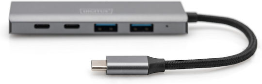 Digitus USB-Hub 4 Anschlüsse USB 3.1 mit USB-C Verbindung Grau