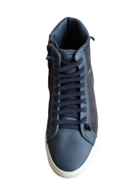 Leather Blue Men's Boots Anatomical with Zipper