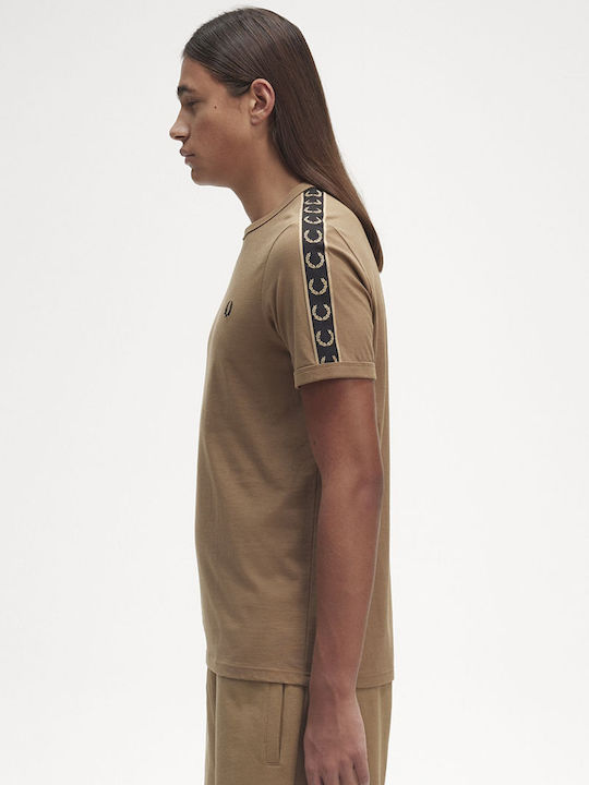 Fred Perry Ανδρικό T-shirt Μπεζ με Λογότυπο