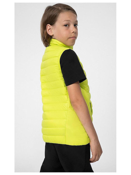 Kids' Quilted Jacket Sleeveless Short Yellow