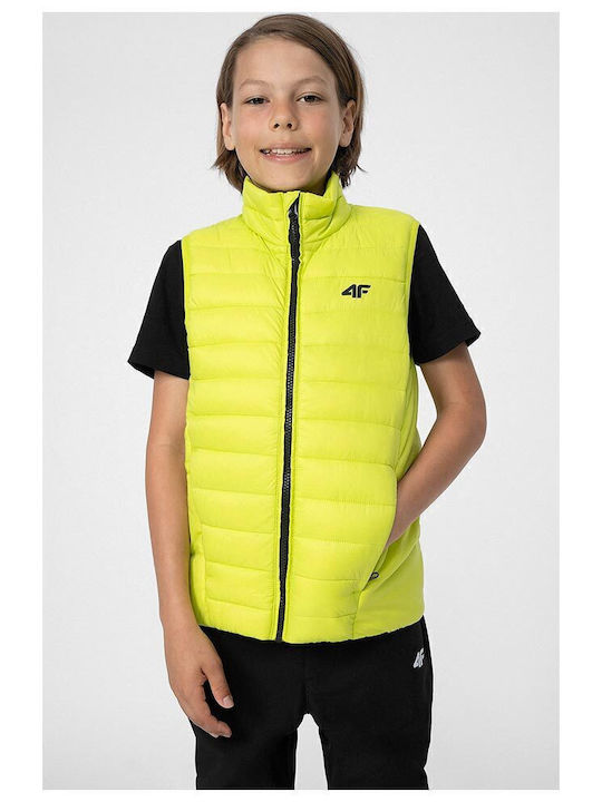 Kids' Quilted Jacket Sleeveless Short Yellow
