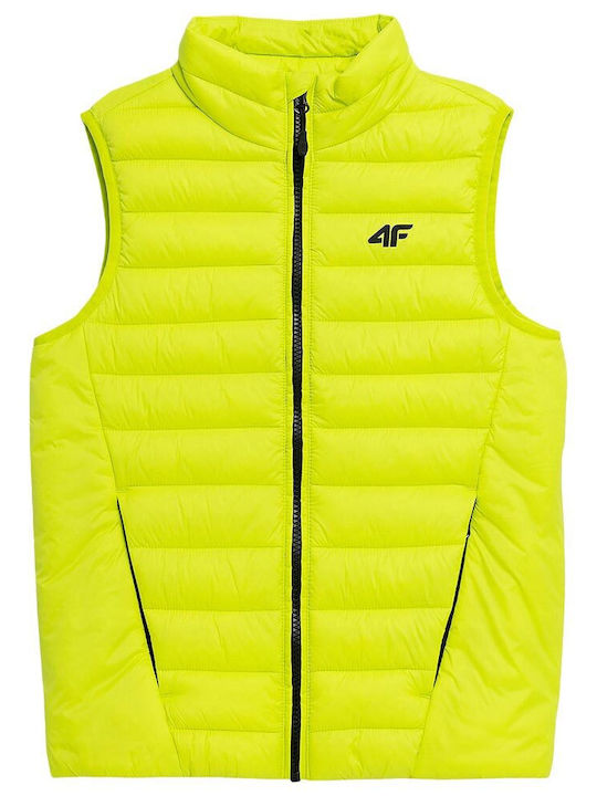 Kids' Quilted Jacket Sleeveless Short Yellow