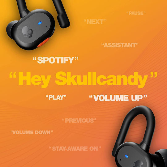 Skullcandy Push Active In-ear Bluetooth Handsfree Ακουστικά με Αντοχή στον Ιδρώτα και Θήκη Φόρτισης Black / Orange