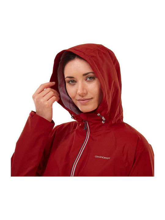 Salina Pomp Women's for Hiking Short Sports Jacket Waterproof and Windproof for Spring or Autumn with Hood Red