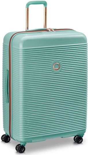 Delsey Freestyle Large Travel Suitcase Hard Turquoise with 4 Wheels Height 76cm