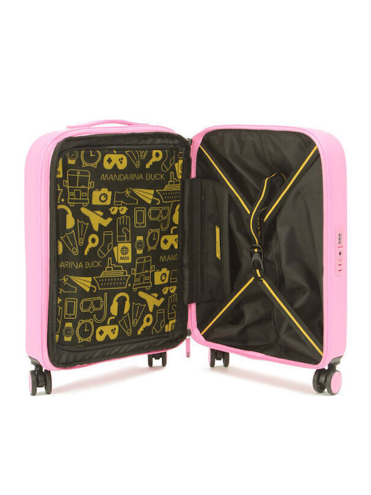 Mandarina Duck Logoduck Cabin Hard Pink Suitcase with 4 Wheels Height 55cm