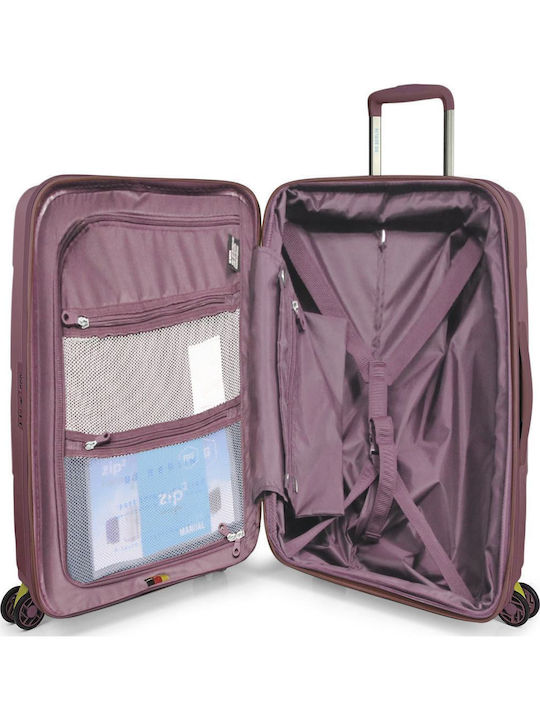 Bg Berlin Expandable Zip2 Large Hard Pink Suitcase with 4 Wheels Height 81cm