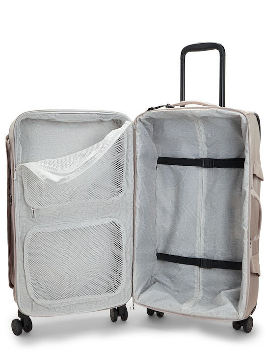 Kipling Спонтанна Среден Куфар За Пътуване Текстилен Metallic Glow Champagne С 4 Колела Височина 66см