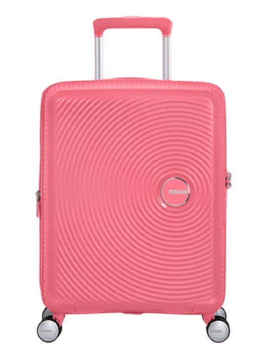 American Tourister Soundbox Spinner 4 Cabin Hard Suitcase Sun Kissed Coral With 4 Wheels Height 55cm